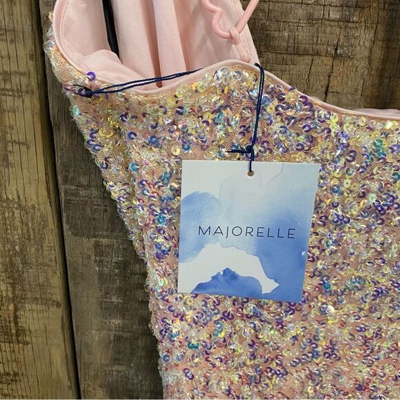 NWT Majorelle Trish Sequin Mini Dress Iridescent pink heart straps Revolve XS - Picture 11 of 15